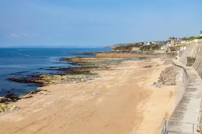 a view of a beach with the ocean at 1 Bed in Porthleven oc-portb in Porthleven