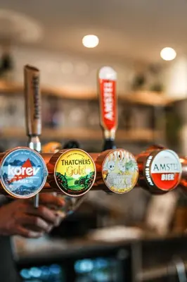 a group of differentially colored labels on a shelf at Mawgies in Saint Ervan