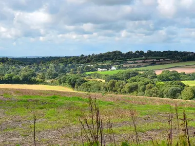 a green field with trees in the distance at The Stable in Crowan
