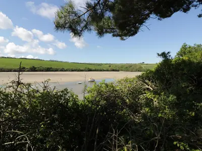 a view of a river with boats in the water at Pams Place in Newquay