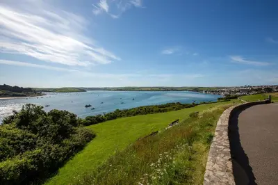 a view of a river with boats in it at Trethvor House FREE PARKING Private bathroom Double in Padstow