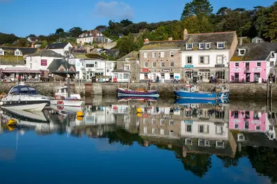 a group of boats are docked in a harbor at Trethvor House FREE PARKING Private bathroom Double in Padstow