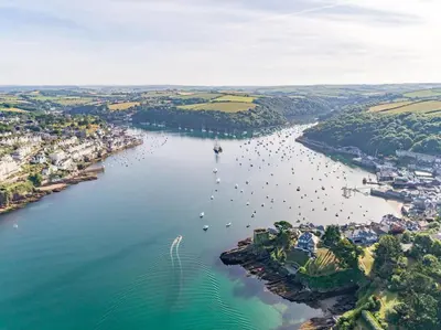 an aerial view of a river with boats in it at 3 Bed in Fowey oc-82101 in Fowey