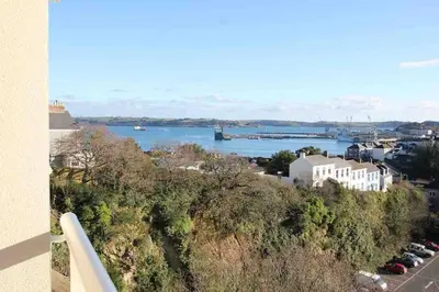 a view of a body of water from a building at Seascape Stay No 4, Sea View & Parking in Falmouth