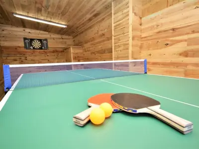 a ping pong table with two balls and a racket at 4 Bed in Callington oc-54343 in Linkinhorne