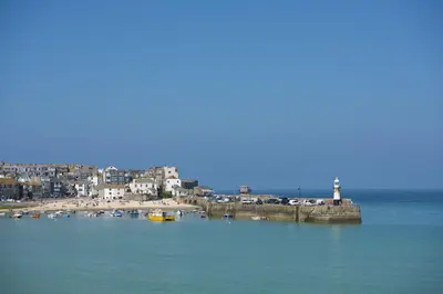 a view of a harbor with boats in the water at Rockpool at Salt in St Ives