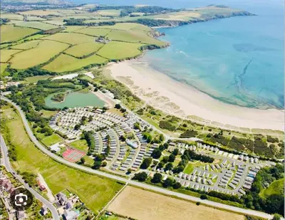 an aerial view of a park next to a beach at The Beach Retreat in Par