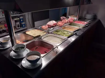 a buffet line with many different types of food at St aubyn arms Hotel in Praze an Beeble