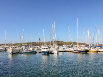 a bunch of boats docked in a harbor at Trouts Reach in Falmouth