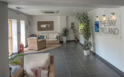 a large living room with couches and plants in it at House 34 in Looe