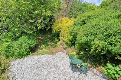 an overhead view of a garden with a table and chairs at Finest Retreats - Rowella Cottage in Blisland