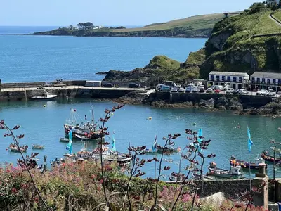 a group of boats docked in a body of water at Holiday Home Shanty Cottage by Interhome in Mevagissey