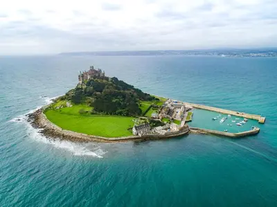 an island with a castle in the middle of the ocean at 3 Bed in Porthtowan oc-e34620 in Porthtowan