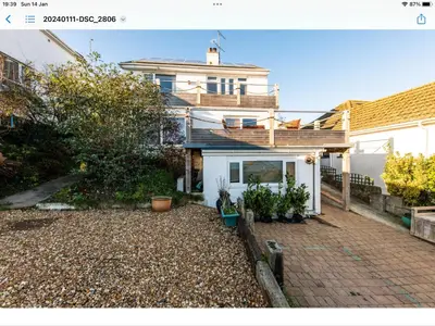 an image of a house with a driveway at Looe sea view sleeps 2 free parking in Looe