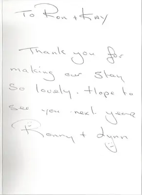 a sheet of paper with handwriting on it at Woodlands in Looe