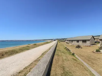 a road leading down to the beach at Sea Spray in Marazion