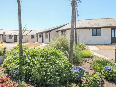a row of houses with palm trees and flowers at Sea Spray in Marazion