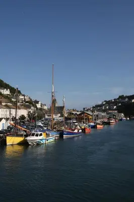 a group of boats are docked in a harbor at Lanescot, Harbour View With Terrace in Looe