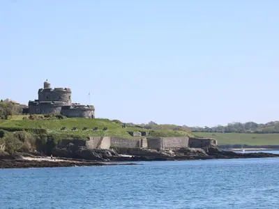 a castle on an island in the water at Willow in Truro