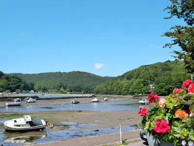 a group of boats in a river with flowers at Hayloft - Ukc4241 in Lanreath