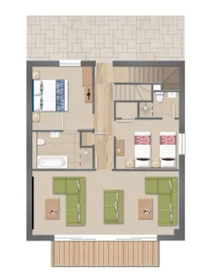 a floor plan of a house top view at PointBreak Sleeps 12 with hot tub-Great celebration house-Dog friendly in Padstow