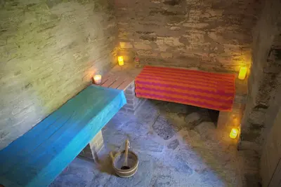 an overhead view of two benches in a room at Ta Mill Cottages & Lodges - Meadowview Chalet 2 in Launceston