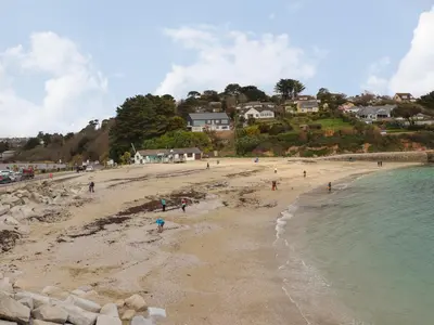 a group of people on a beach near the water at Maple in Falmouth