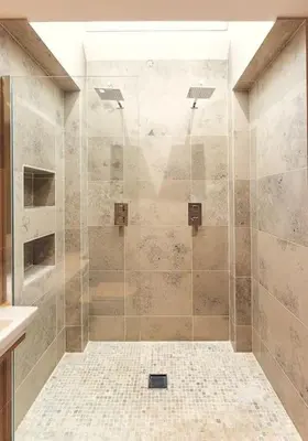 a bathroom with a shower with a glass door at George24 - spectacular, 5 minutes to the beach in Newquay